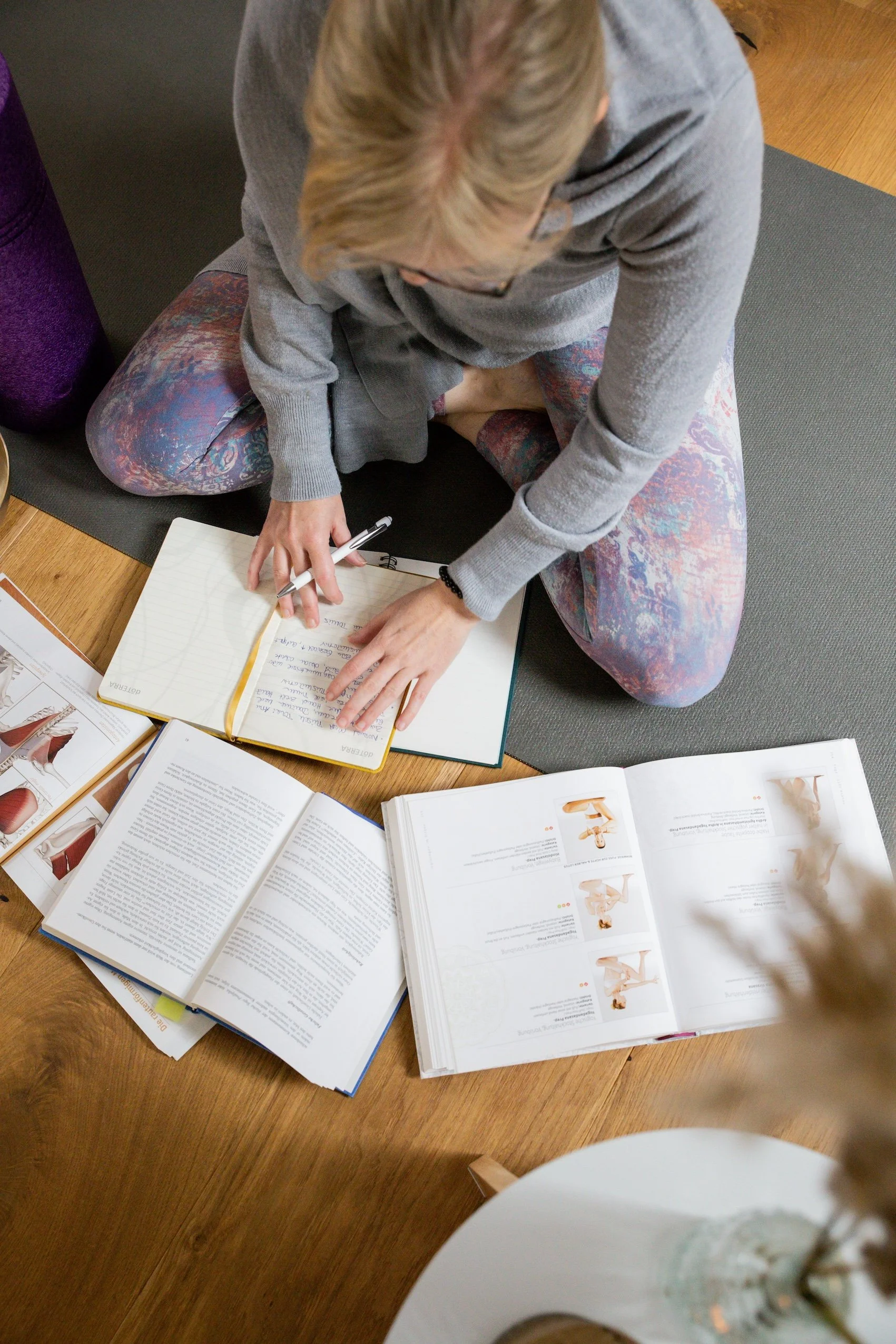 Yoga teacher studying fascia